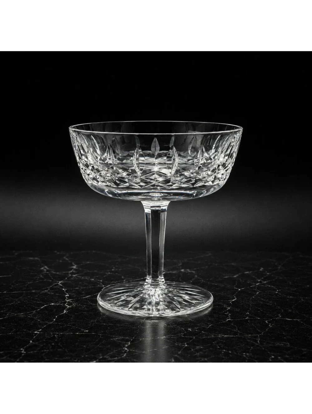 Vintage Waterford Lismore Champagne Coupe Tall Sherbet Glasses Set of 3 Crystal